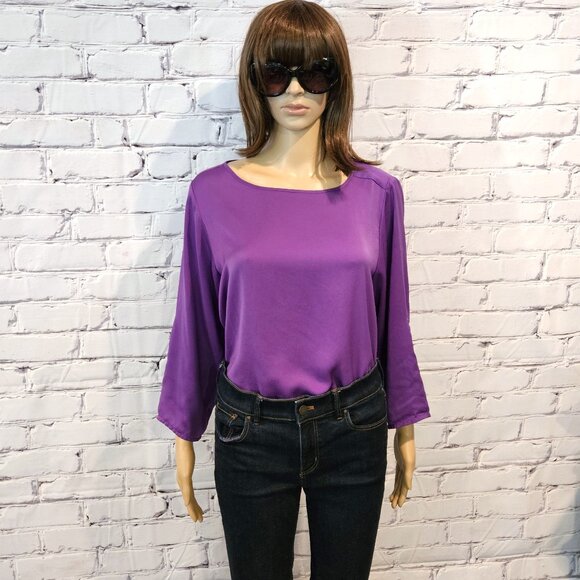 ZARA basics , Stunning royal purple satin crewneck blouse - Picture 6 of 11